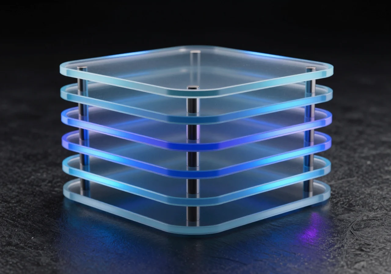 Precision stacked glass data layers